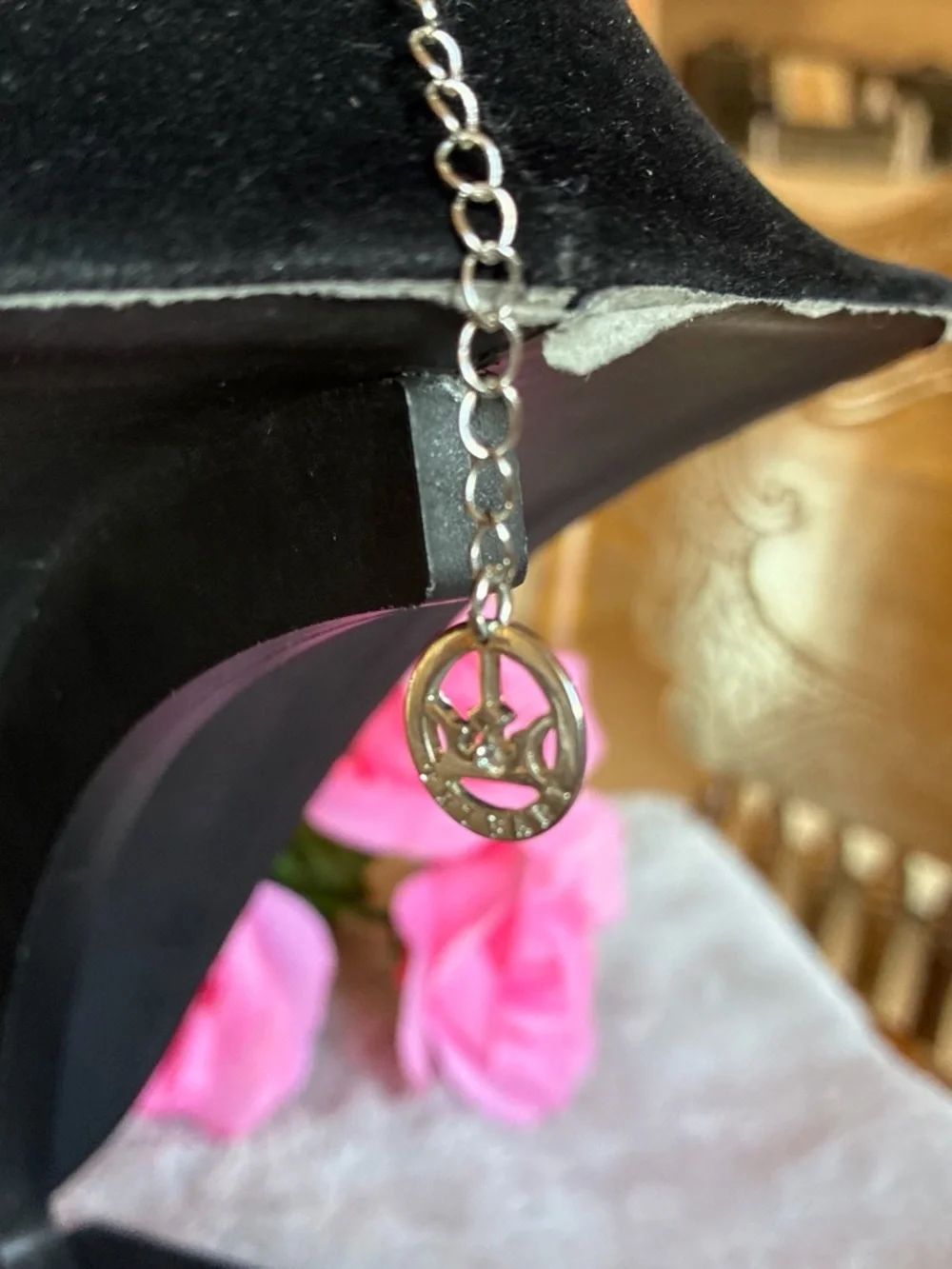 Trifari Two-Tone Floral Medallion Necklace - Gold & Silver